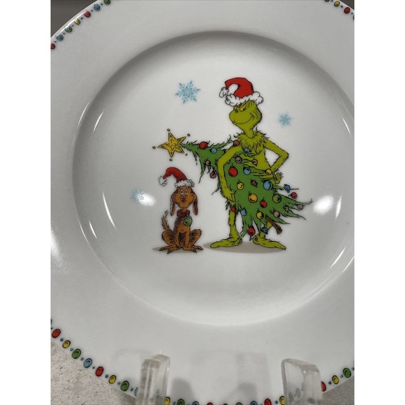 Set of 3 SALAD DESSERT APPETIZER PLATE Grinch & Max Stole Christmas Tree 8” - Picture 2 of 6